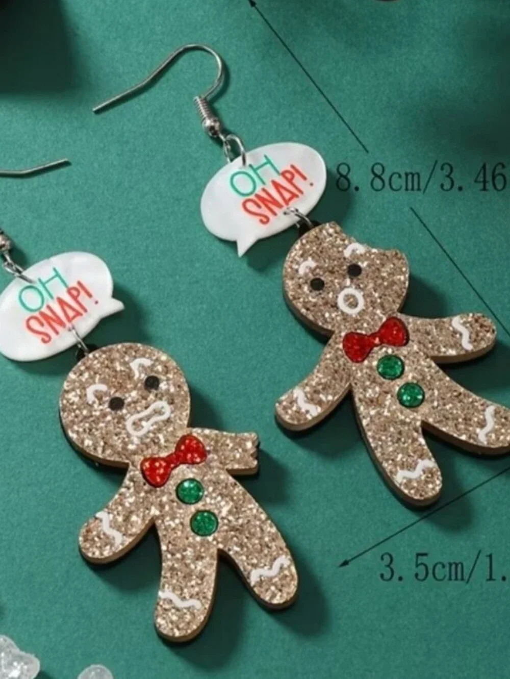 Glitter Gingerbread Man Dangle Earrings - 'Oh Snap!'